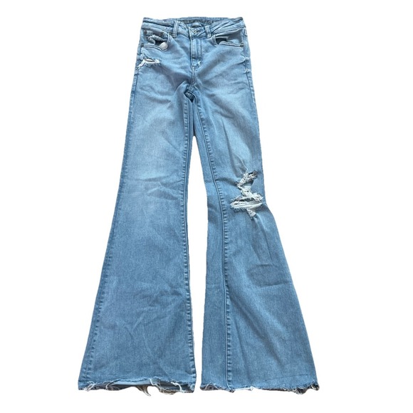 American Eagle Outfitters Denim - American‎ Eagle Denim Jeans Super High Rise Flare Distressed Blue Women's Size 2